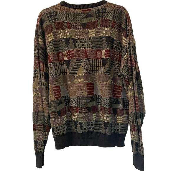 Vintage 90s Geometric Abstract Patterned Heartland Company Sweater Adult Large - Picture 2 of 3